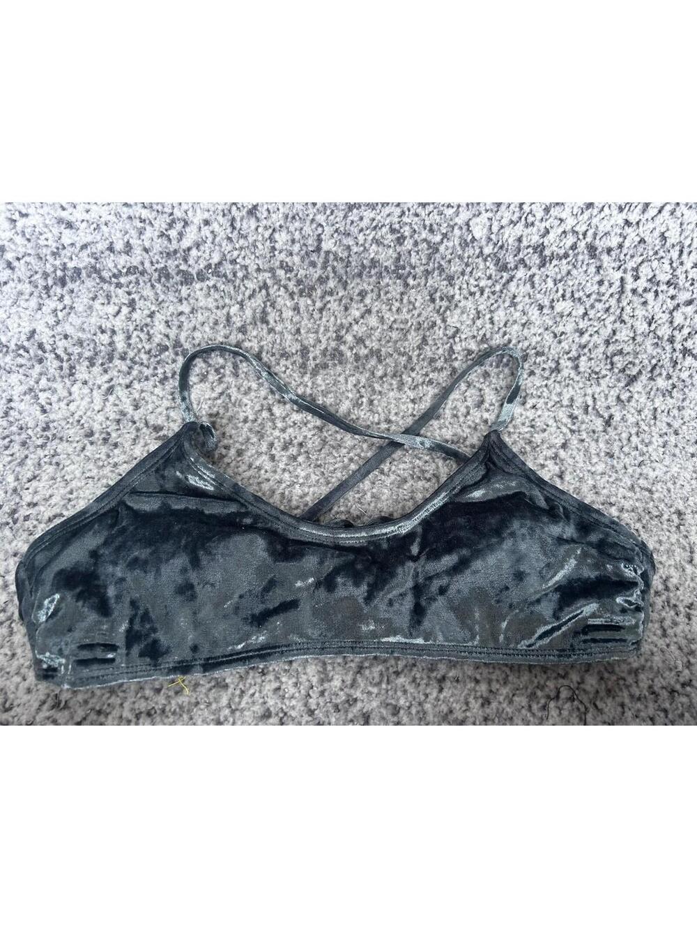 California Waves Velvet Bikini Top Large Blue Crushed Velvet NWT Tie Back